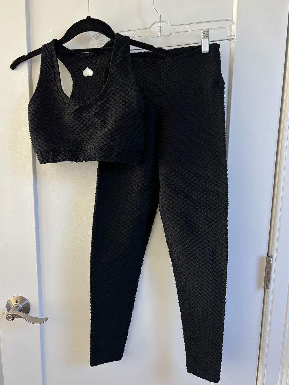 Booty by Brabants Black Textured High-Waist Leggings & Racerback Sports Bra Set